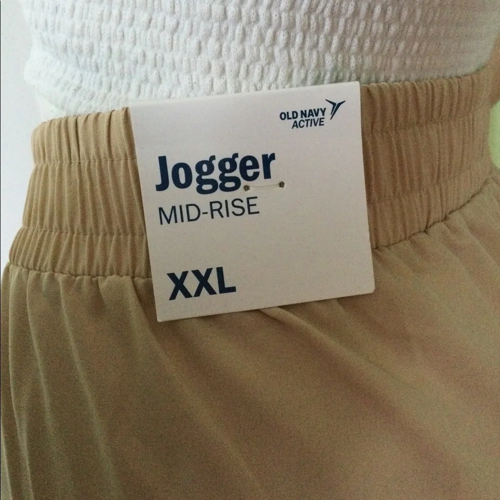NEW OLD NAVY (Size 2X) Jogger Mid Rise Stretch Tech Pants, Tan - Picture 3 of 9